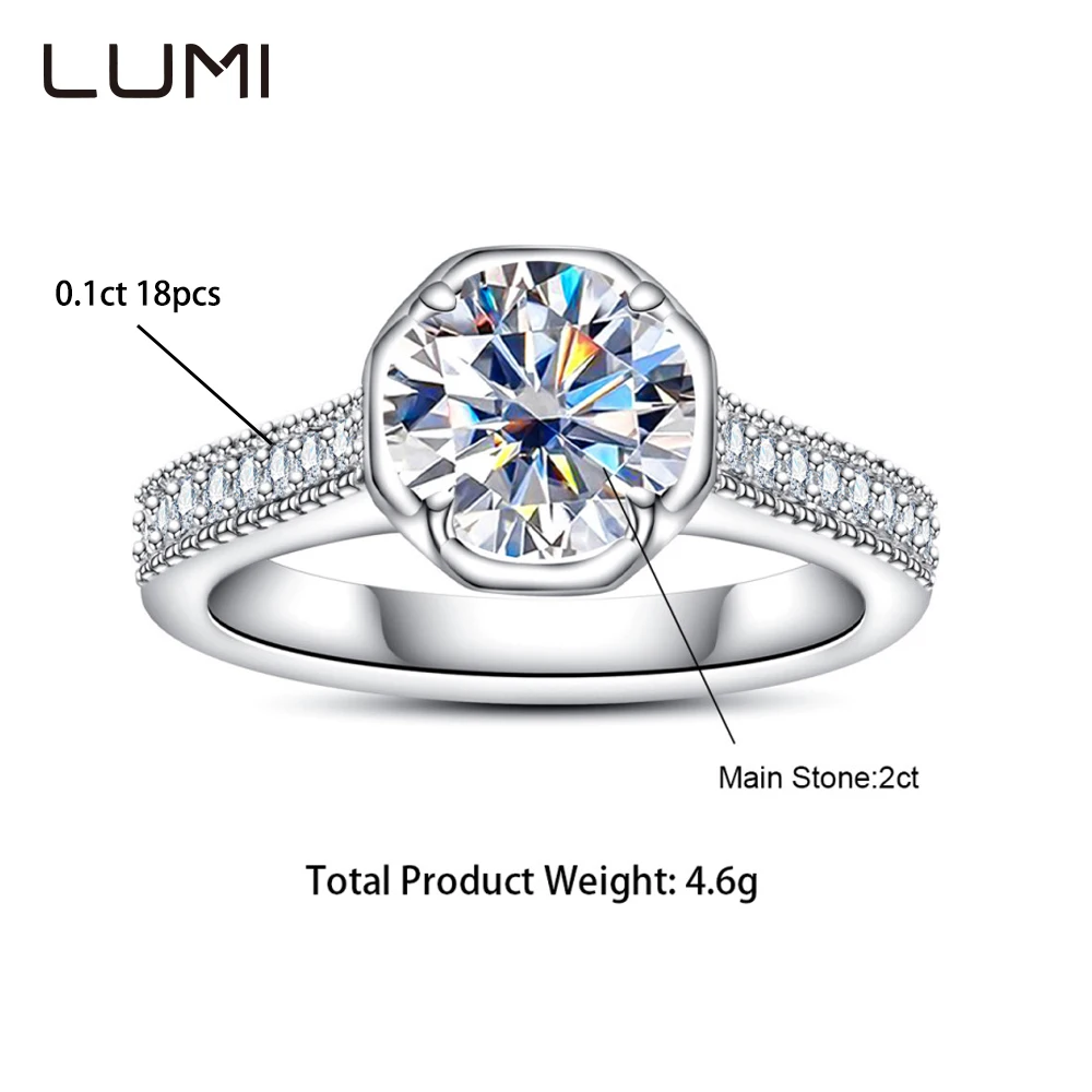 

Big Hit 2ct Original Moissanite Copper plated S925 Silver Ring for Her Daily Wear Romantic Anniversary Birthday Jewelry Present