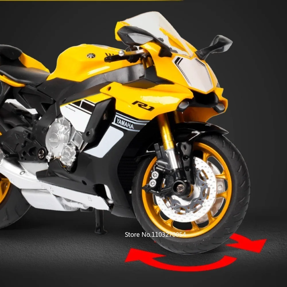 1/12 Scale YAMAHA YZF-R1 Motorcycle Model Toys Metal Diecast with Rubber Tires High Simulation Motor Models for Home Decoration