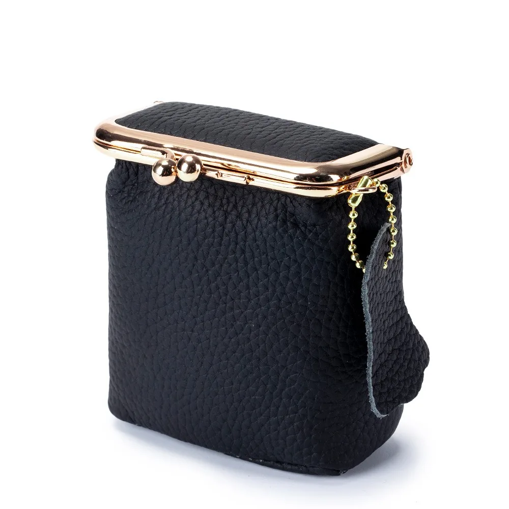 حامل بطاقة الحبوب الكاملة جلد البقر محفظة نسائية للعملات المعدنية حقيبة يد قبلة المشبك قفل ليتشي نمط محفظة حقيبة صغيرة خمر مخلب حقيبة أحمر الشفاه