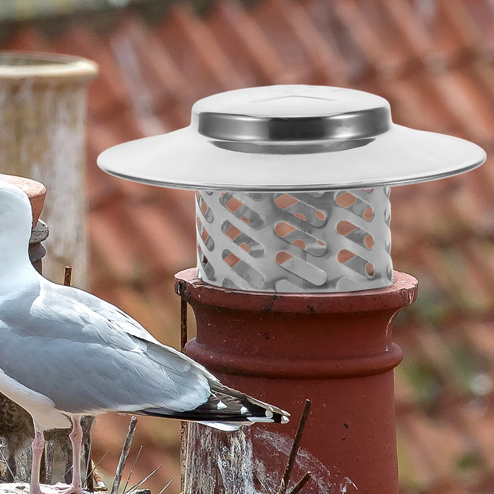 Stainless Steel Chimney Cap Rain Hat for Fireplace Vent Pipe Cover Birdproof Anti Rain Flue Top Metal Lid Inside House