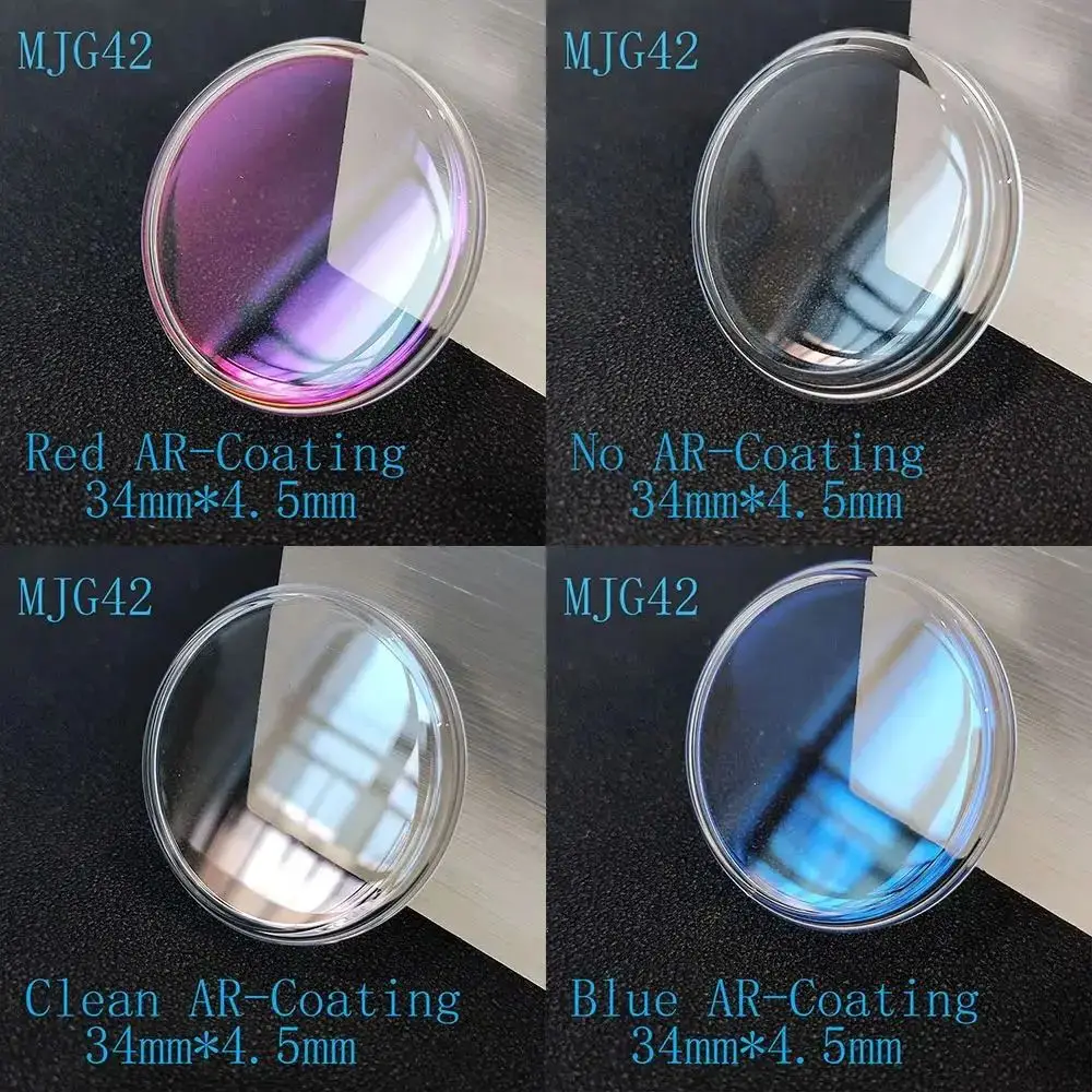 

Pot Shame Watch Mineral Crystal 34mm*4.5mm Blue/Red AR Coated Large Chamfer Top Flat Mineral Glass Mod Accessory Replacement