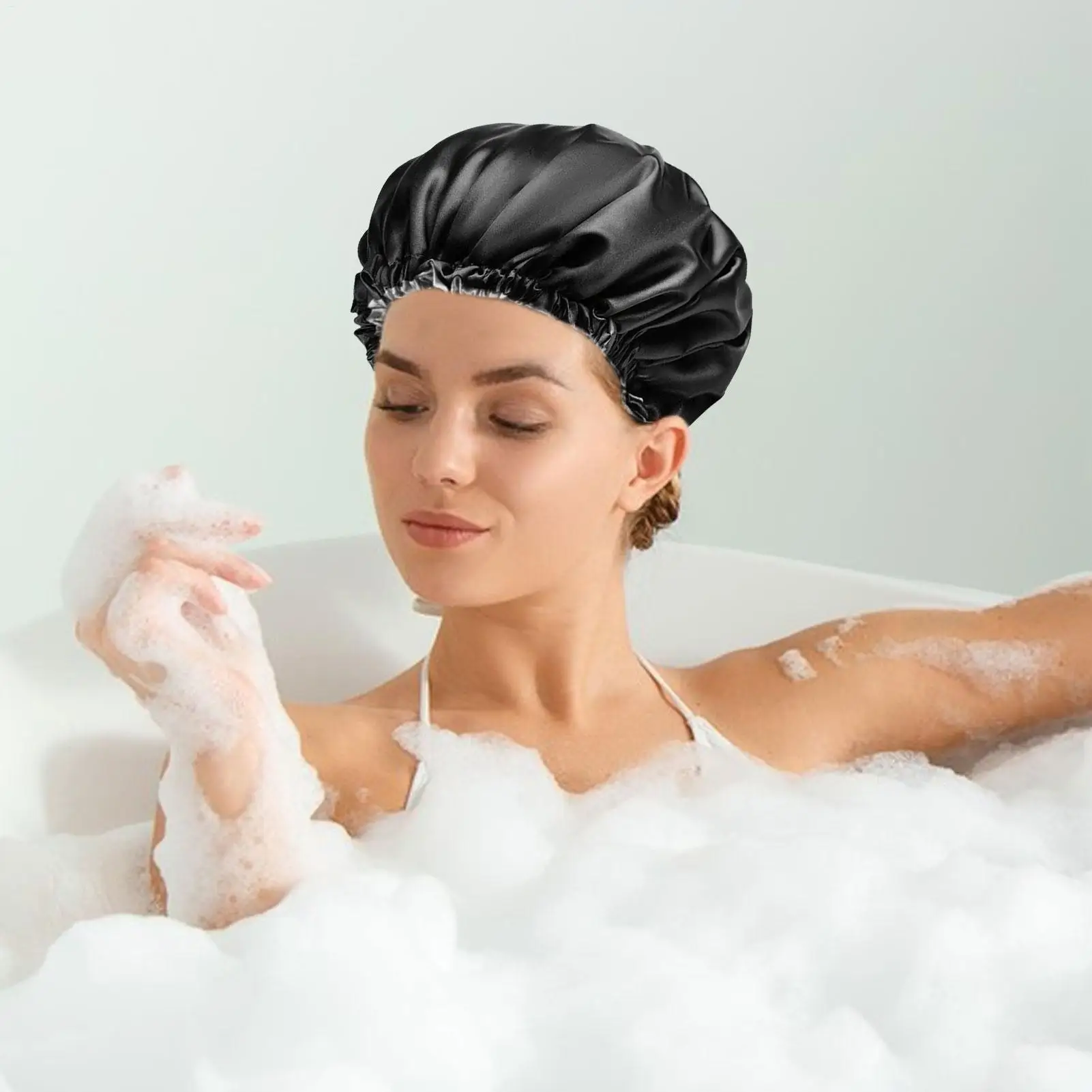 Extra Large Adjustable Shower Cap Double Layer Waterproof Design for Long Thick Hair, Shower, Travel, Camping & Hair Care ﻿