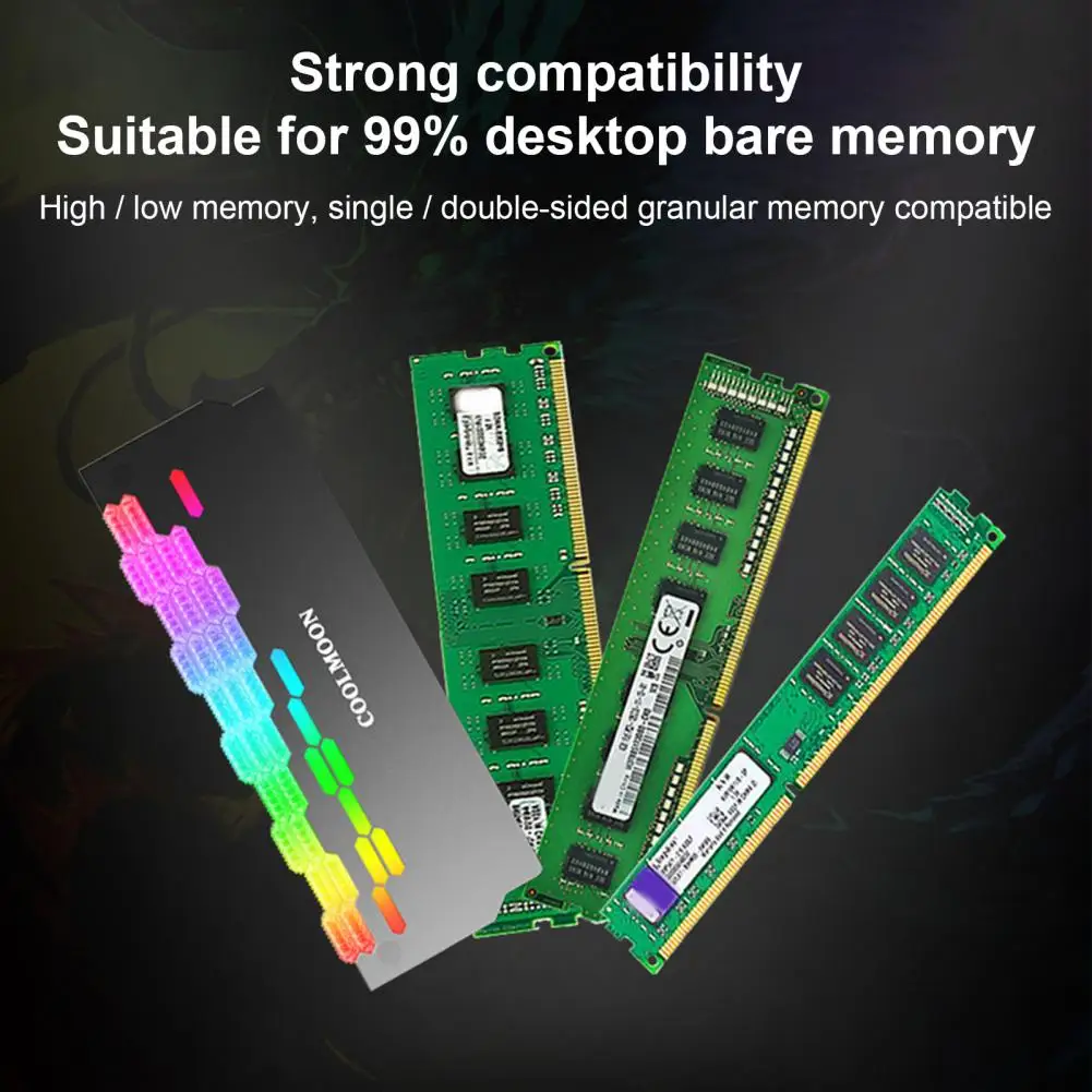 Coolmoon Ra-2 Ram Cooler High Efficiency 5v Argb Memory Module Heat Sink Light Effect Desktop Computer Memory Cooler