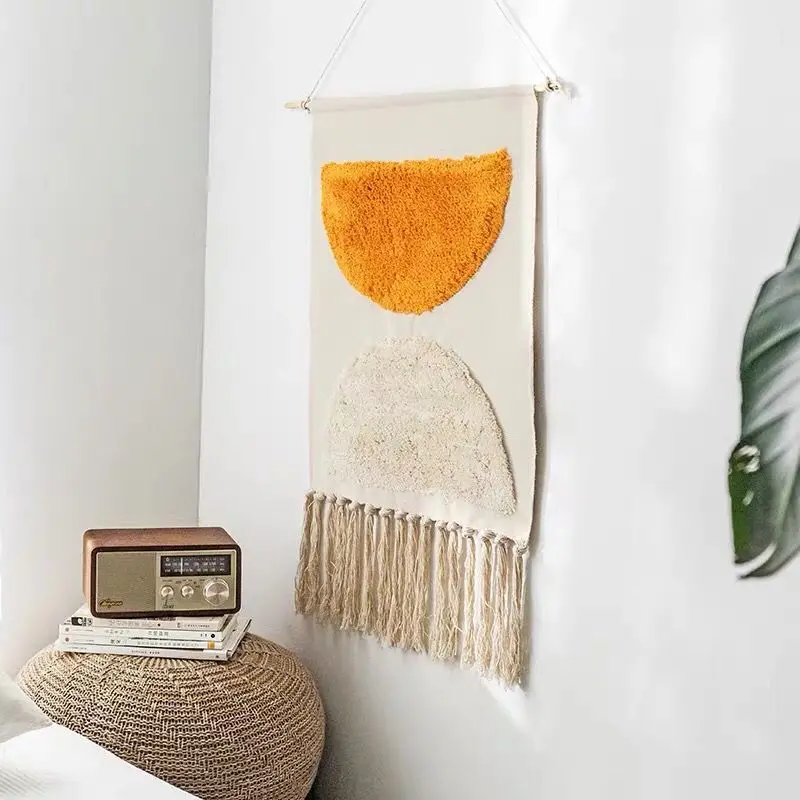 Handmade Woven Tassel Tapestry Decoration Nordic Meter Box Hanging Picture Fabric Background Cloth Bedroom Hanging Cloth