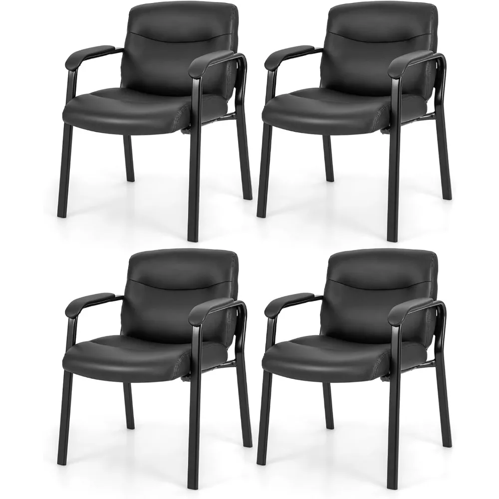 

Набор стульев для зала ожидания из 4 предметов — набор офисных стульев для приема, стулья для вестибюля с обивкой из искусственной кожи и подлокотниками, 4 шт. в современном стиле