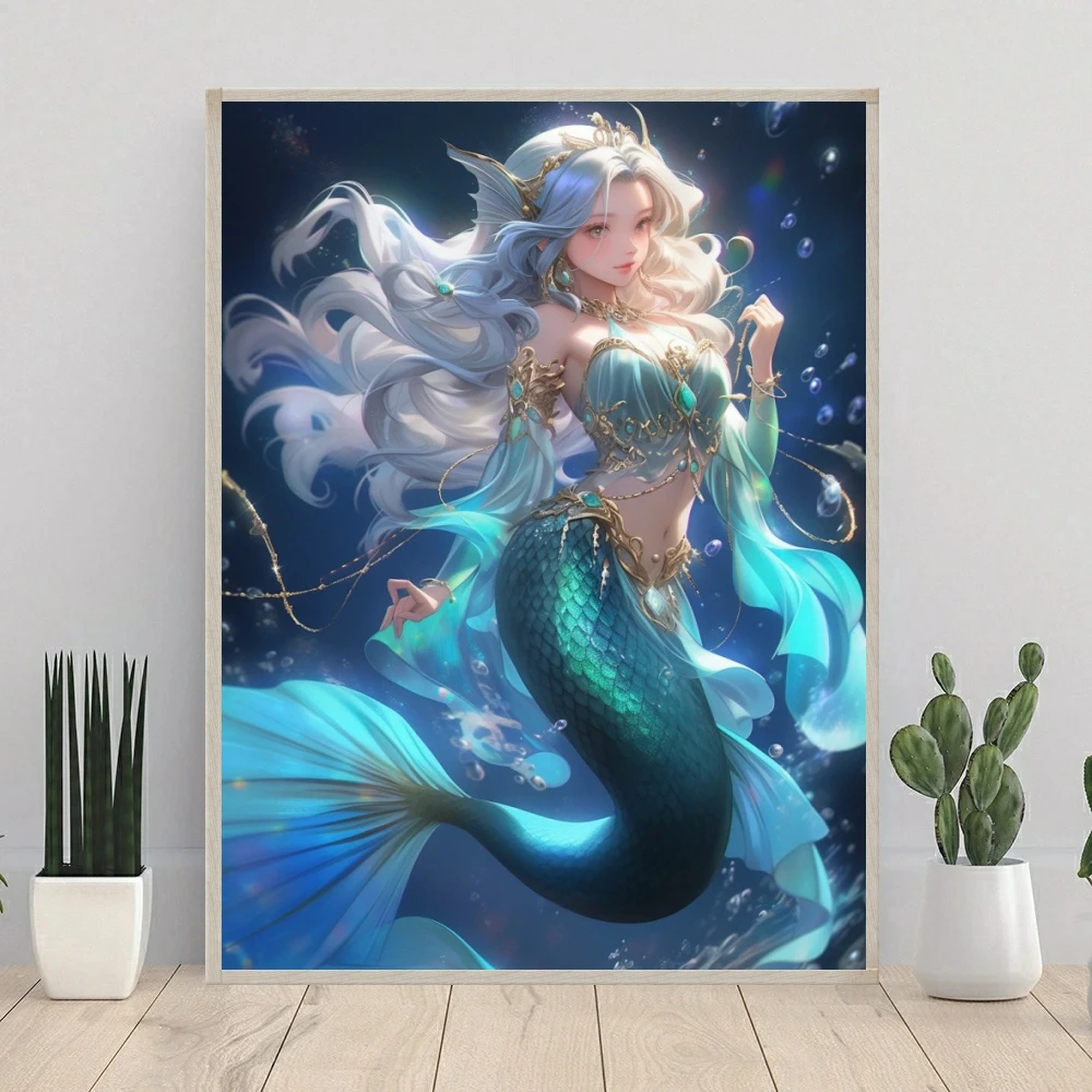 Mermaid Princess AB Diamond Painting Cross Stitch Fantasy Beautiful Girl Mosaic Pictures Embroidery Rhinestones Home Decor Gift