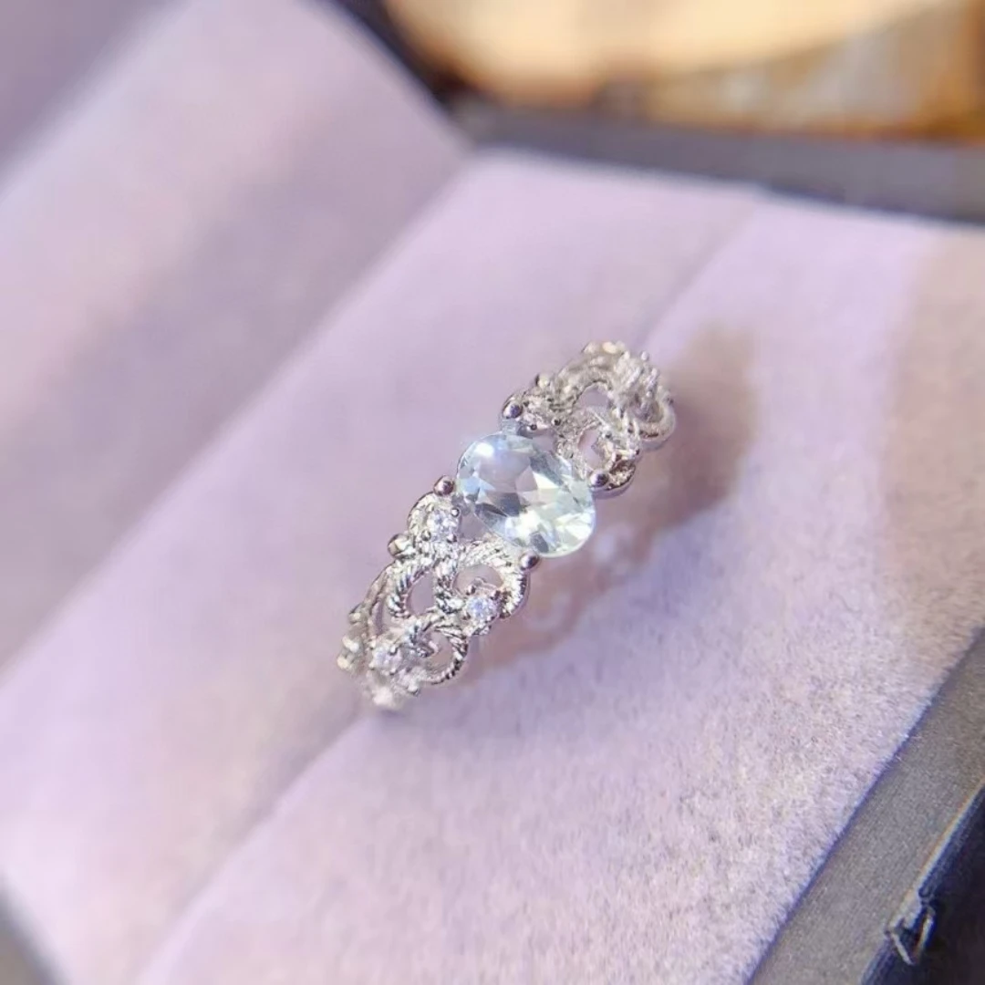 

KJJEAXCMY pure Natural Bestseller Aquamarine S925 silver exquisitely Ring Full of luster Simple,elegant and high-end present