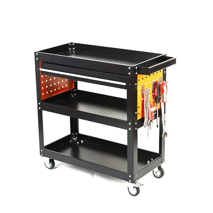 Rolling Tool Cart Storage Stand Utility with Wheels Movable 3 Tier Storage Cabinet for Automobile Repair Shop Warehouse Garage