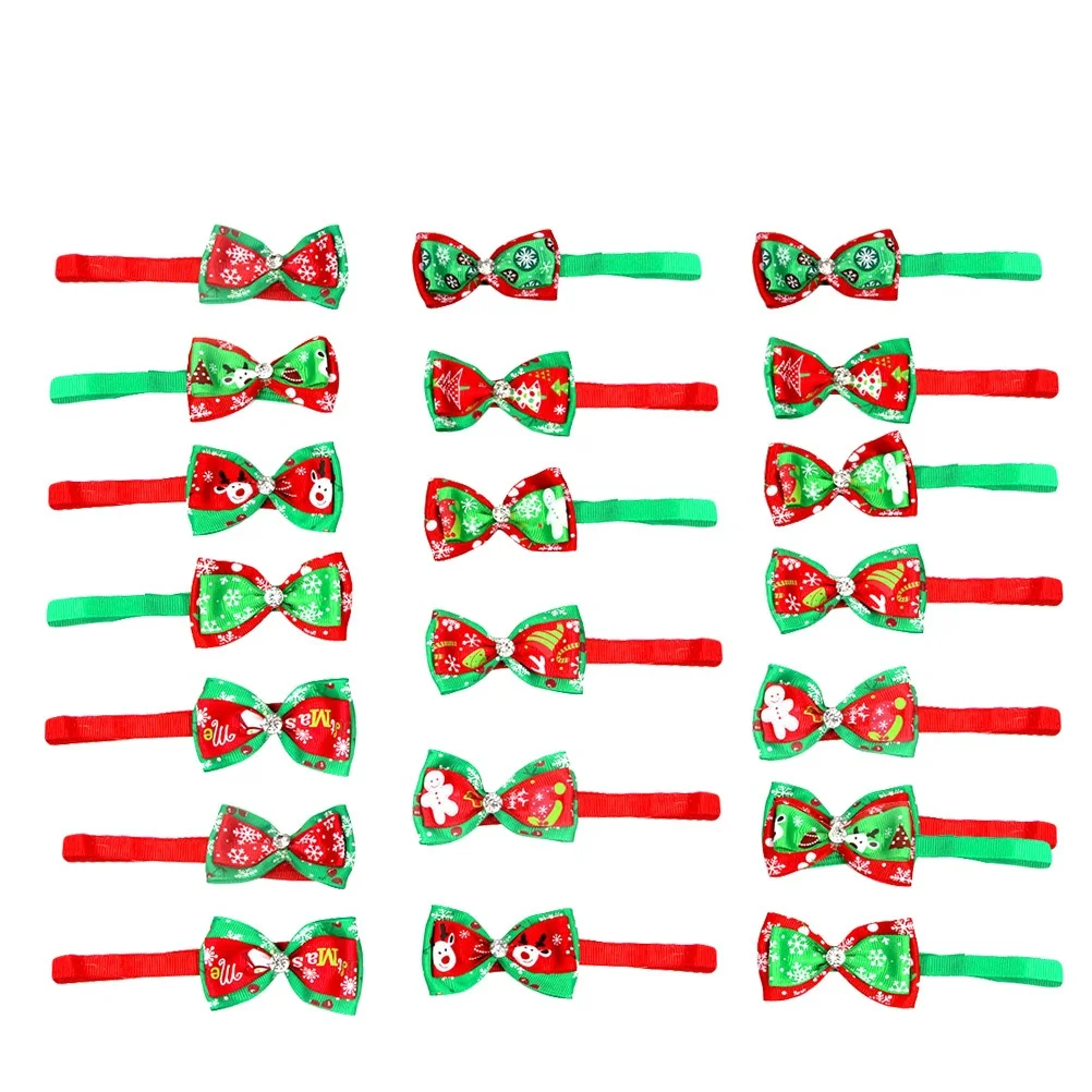 

20Pcs Christmas Pet Neck Tie Adjustable Bow Tie Dog Collar for Holiday Parties Weddings Dog Accessories Pet Necktie