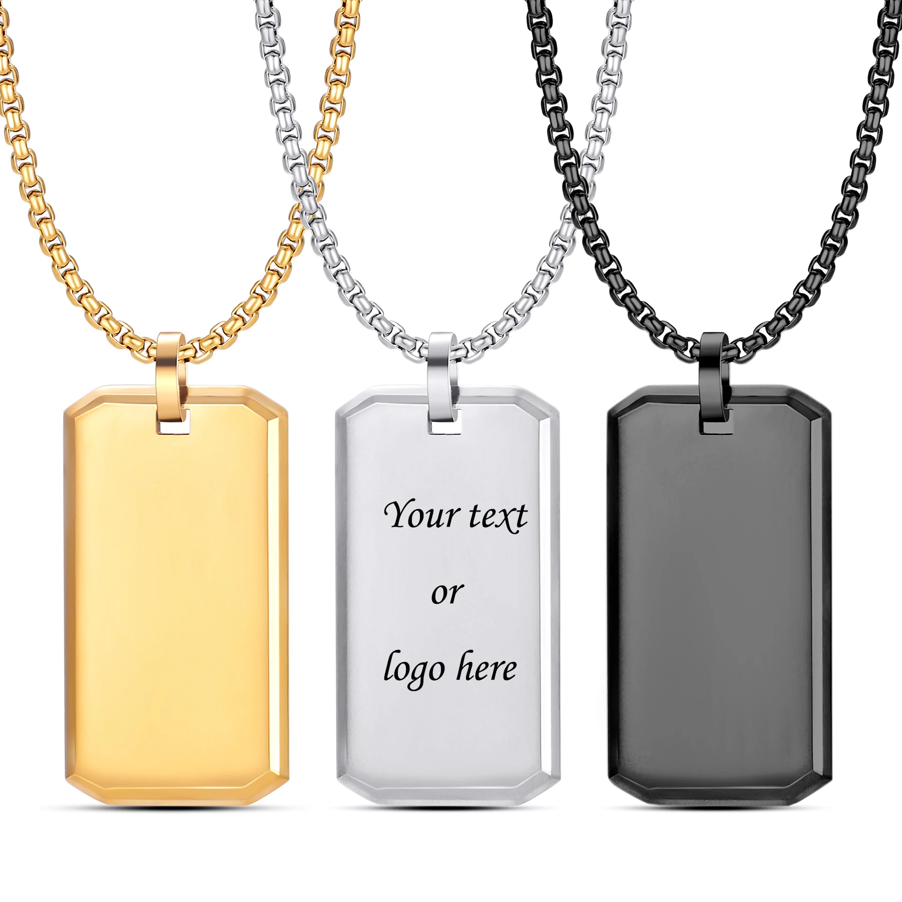 1Pc Customized Huge Military Tag Necklace Heavy Stainless Steel Rectangle Pendant Necklace For Men Boy Jewelry Gift