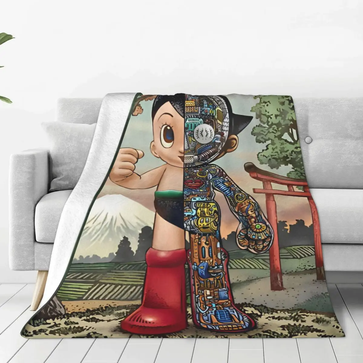 Astro Boy Anime Astroboy Blanket Velvet Home Cute Cool Robot Throw Blankets Cozy Super Warm for Bedroom Quilt