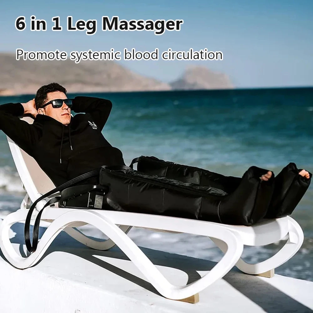 Luftkompressionsmassagesystem, 6 Kammern, Ganzkörpermassagegerät, Kompressionspumpe, Erholungsstiefel, Fuß- und Beinmassagegerät, AirWrap – Detail 1