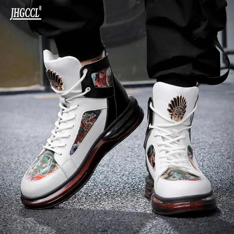 

RECOBA Shoes Boots Ankle Round Toe Lace Up Synthetic Totem Cow Leather Men's Boots Men's Shoes New Product