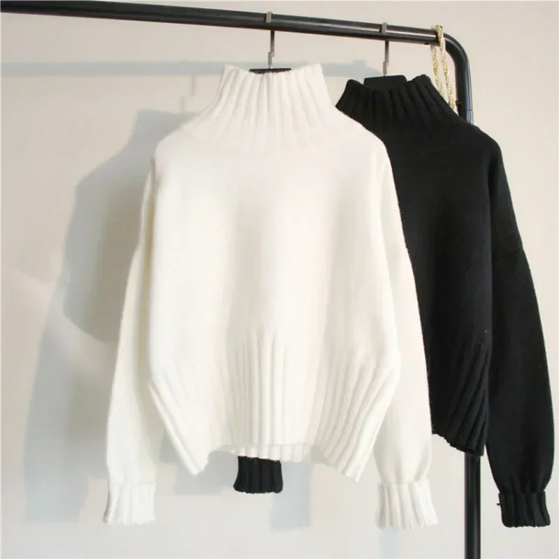 

Women Pullover High Elasticity Knitted Ribbed Slim Jumper Autumn Winter Basic Female Sweater Truien Dames Turtleneck Sweater