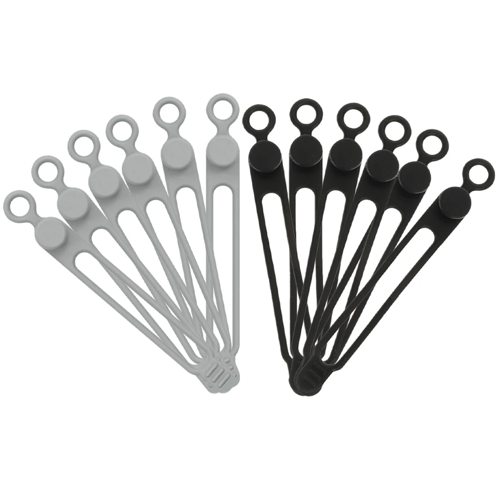 

12 Pcs Cable Ties Silicone Cord Wraps for Desk Wire Organizer Storage Home Office Use Strong Durability Reusable