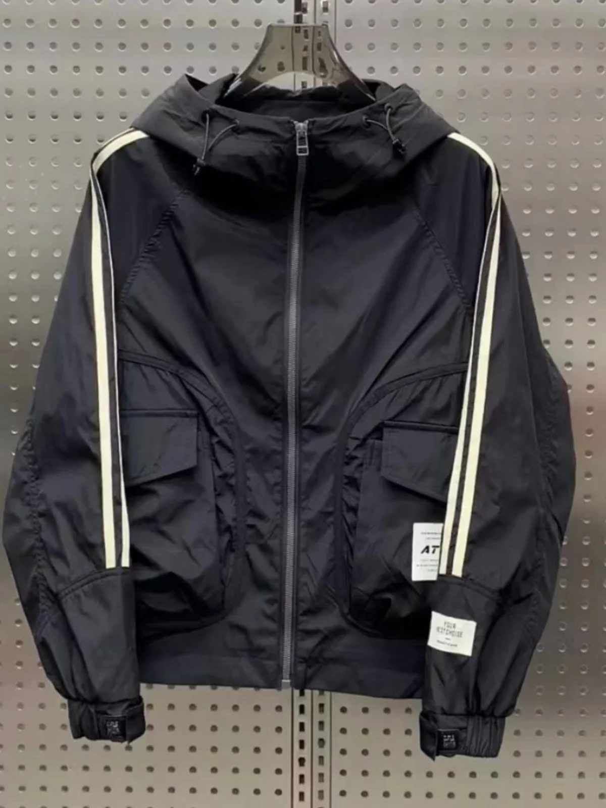 ربيع الخريف الرجال مقنعين مخطط Jaet سليم صالح ملابس العمل غير رسمية كيت كبير ملابس خارجية ألياف البوليستر يندبروف سستة