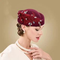 Women Church Fascinators Hats Black Vintage Wedding Pillbox Tea Party Hat Fedora Felt Fedora Red For Ladies Derby Hat