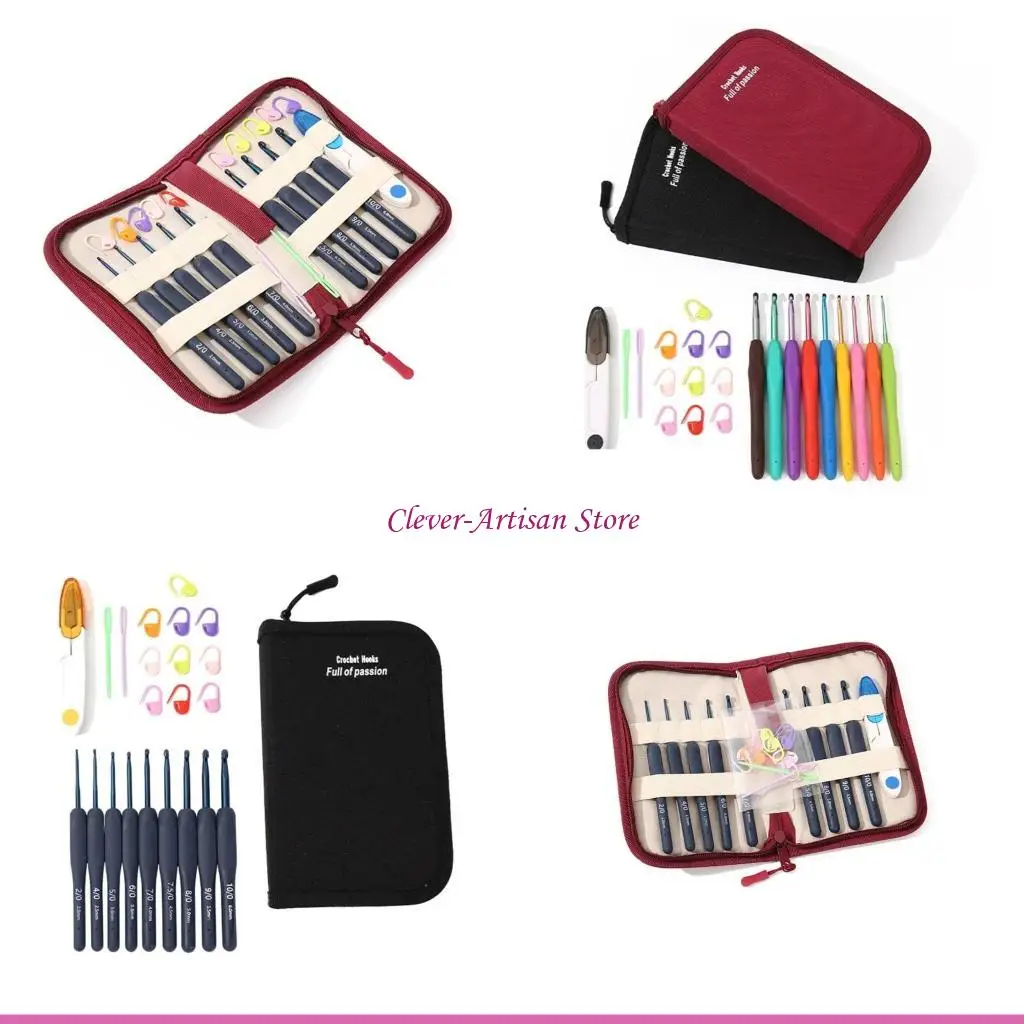 

E06B 22 Pieces Crochet Hook Kits with Storage Case DIY Hand Knitting Craft Tools for Knitting Hat Bag Socks Scarf and Sweater