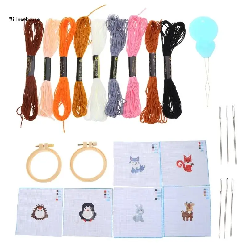 

Embroidery Starter Kits with Animals Pattern Stitches Sewing Kits Gift Dropship