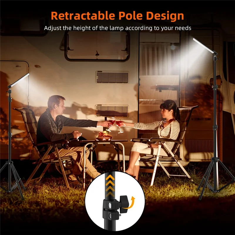 

Portable Camping Light With 1.8M Adjustable Telescopic Rod LED Selfie Light Photography Light With Tripod For Camping