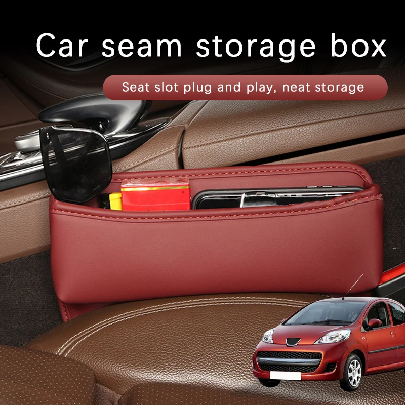 Car Seat Gap Storage Box Driver Front Auto Seat Gap Filler Organizer Wallet Keys Card Storage Box For Peugeot 107