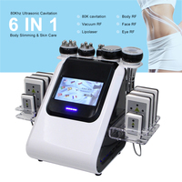 80K Ultrasonic Cavitation Beauty Machine 6 in 1 Body Shaping Face Lift Anti-cellulite Vacuum Cupping Machine Weight Loss For SPA