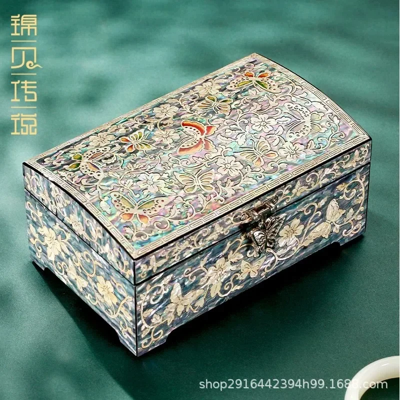 for Jinbei Legend Luodian Lacquer Jewelry Box Wooden Watch Storage Case Handmade Shell Antique High End Home Decor Gift