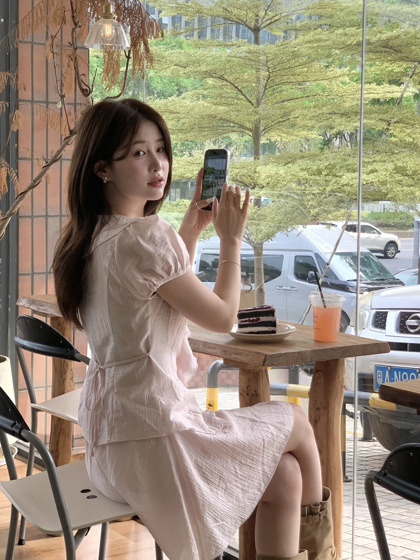 

Miao Sweet Lychee Summer Korean Style Women's Spring Summer Gentle Sweet Lace Trim Shirt Half Skirt Two Piece Set Casual Fashion