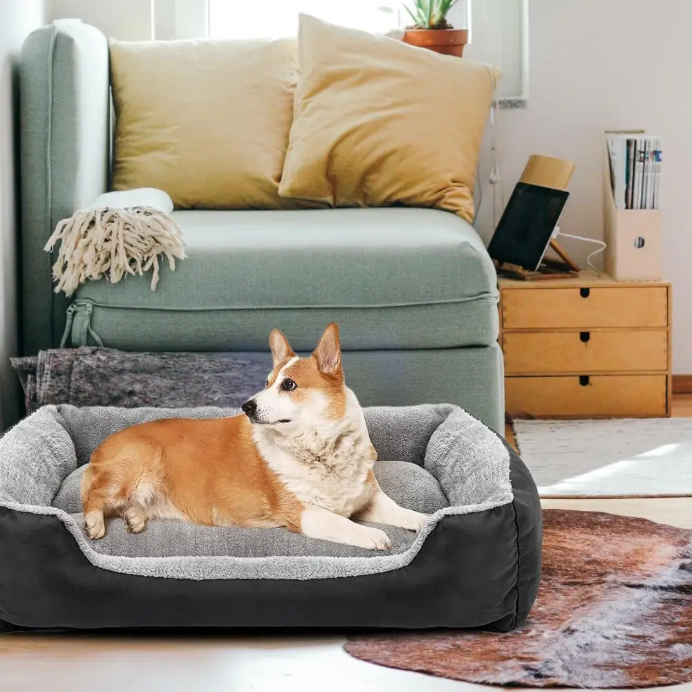 Thick Fabric Dog Bed Cozy Pet Nest Thick Fabric Long-lasting Comfort for Cats Dogs Large Space Bed for Sleeping Experience