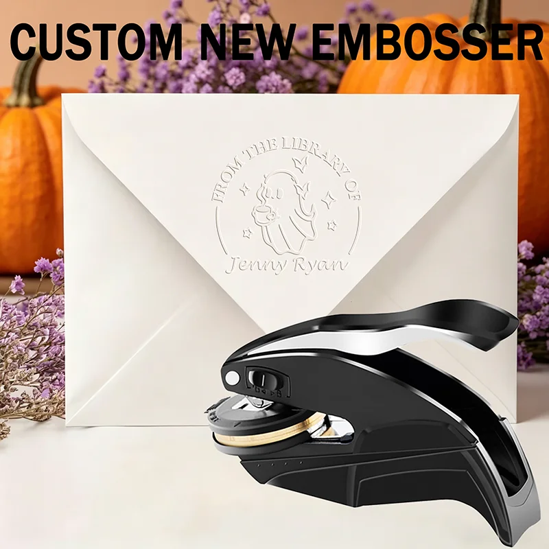 Sceau à embosser personnalisé avec logo, pour la création de sceaux de livre DIY, pour papier timbré, enveloppes de mariage, diplômes et décorations d'Halloween