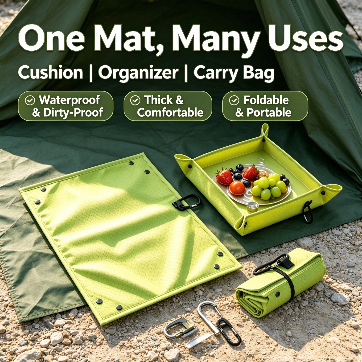Ultralight Dual-use Foldable Seat Pad Moisture-proof Sitting Mat Convertible To Storage Tray Portable For Camping Picnic Hiking