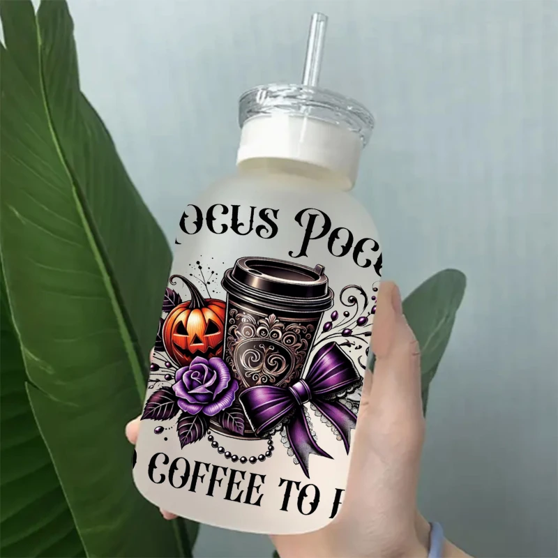 3D UV DTF labu hantu Halloween stiker transfer dicetak 16oz bungkus cangkir untuk DIY kaca keramik kulit logam dll. D21144