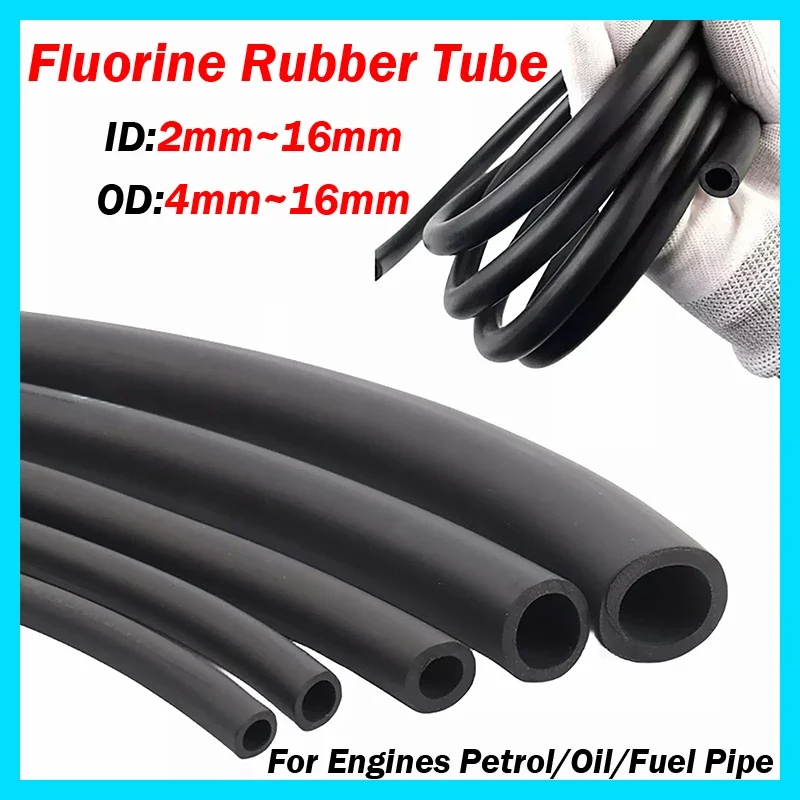 1Meter ID 2/3/4/5/6/7/8/10/12mm Black Fluorine Rubber Tube Fuel Hose-Engine Petrol,Oil Line Fuel Pipe