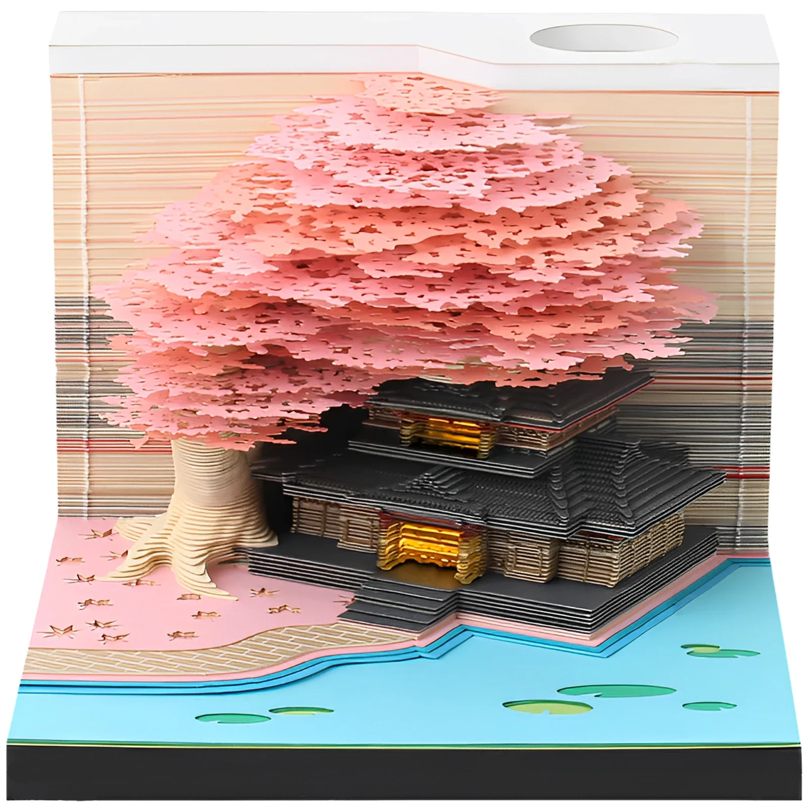 

Artistic Block 3D Notepad Sakura Creative Memo Pad 3D Art Note Pads with LED Lights Desk Decoration Home Decor