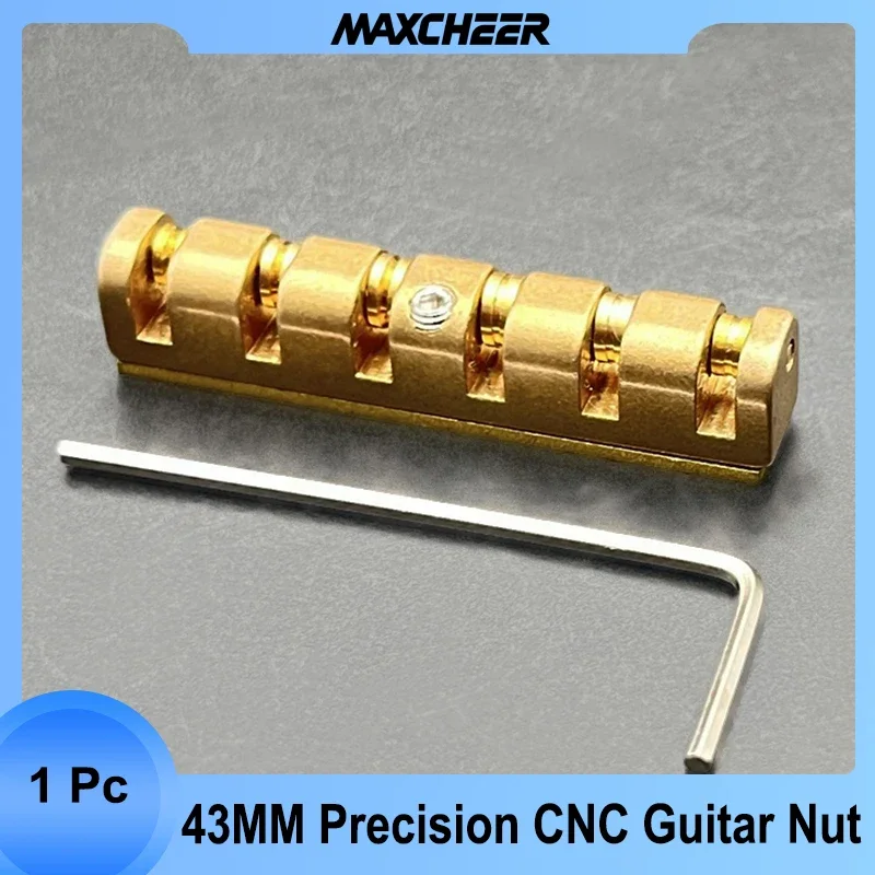 

43MM Precision CNC machined Height Adjustable Brass Roller Guitar Nut Replacement Compatible with LP SG Style Electric Guitars