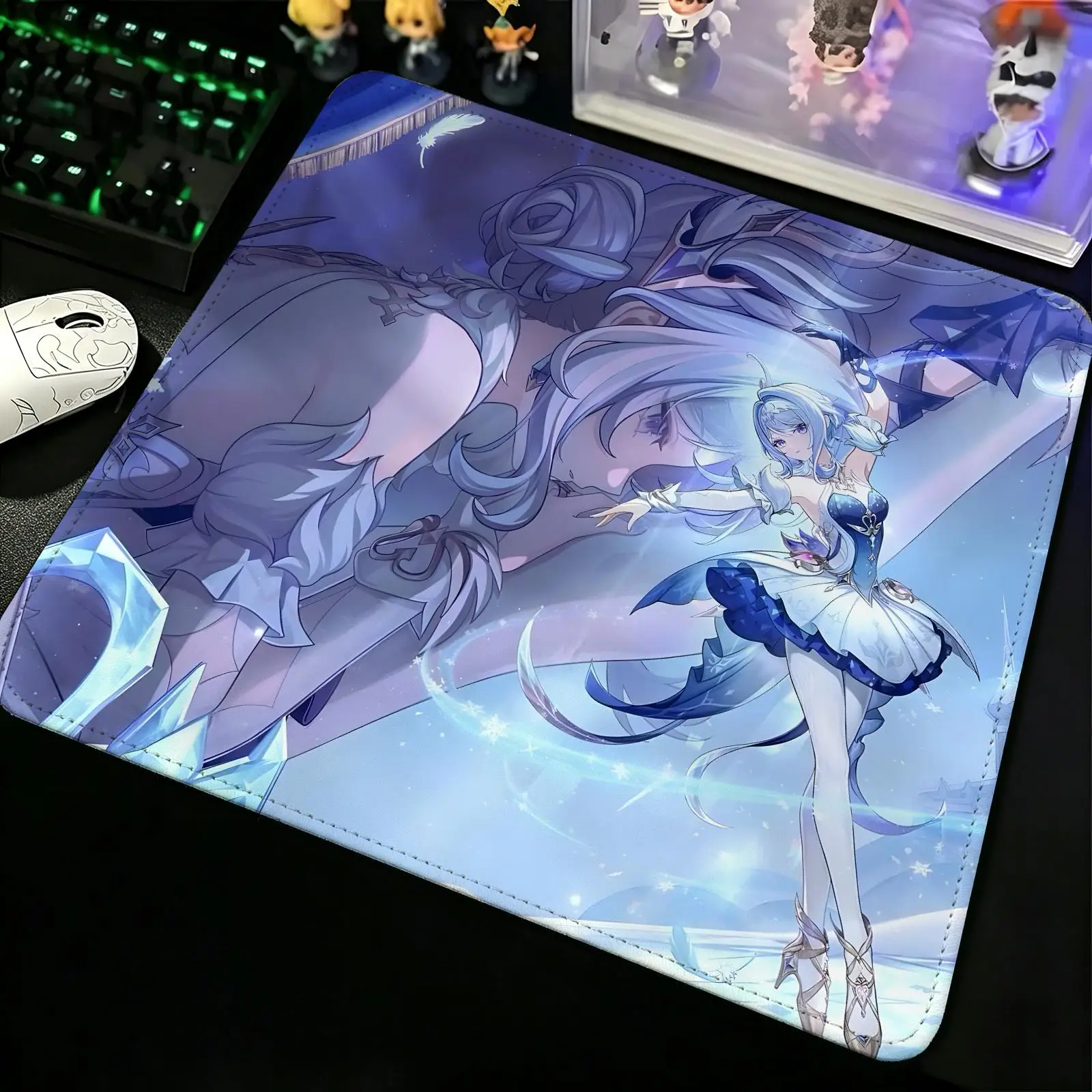 Compact Gaming Mat Reinforced Stitched Border, S/M/L Sizes Portable Laptop Desk Pad for Office & E-sports Genshin Impact Odette
