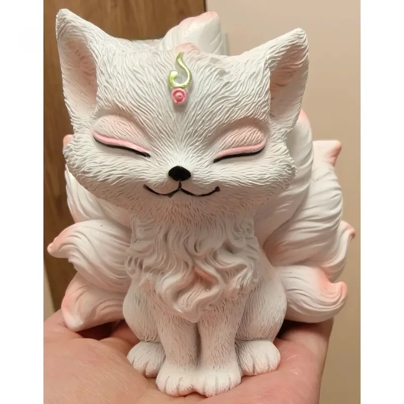 Nine Tailed Fox Ornament Household Resin Animal Ornaments Spirit Fox Fortune Buddhist Hall Decoration Gift Sculptures Crafts