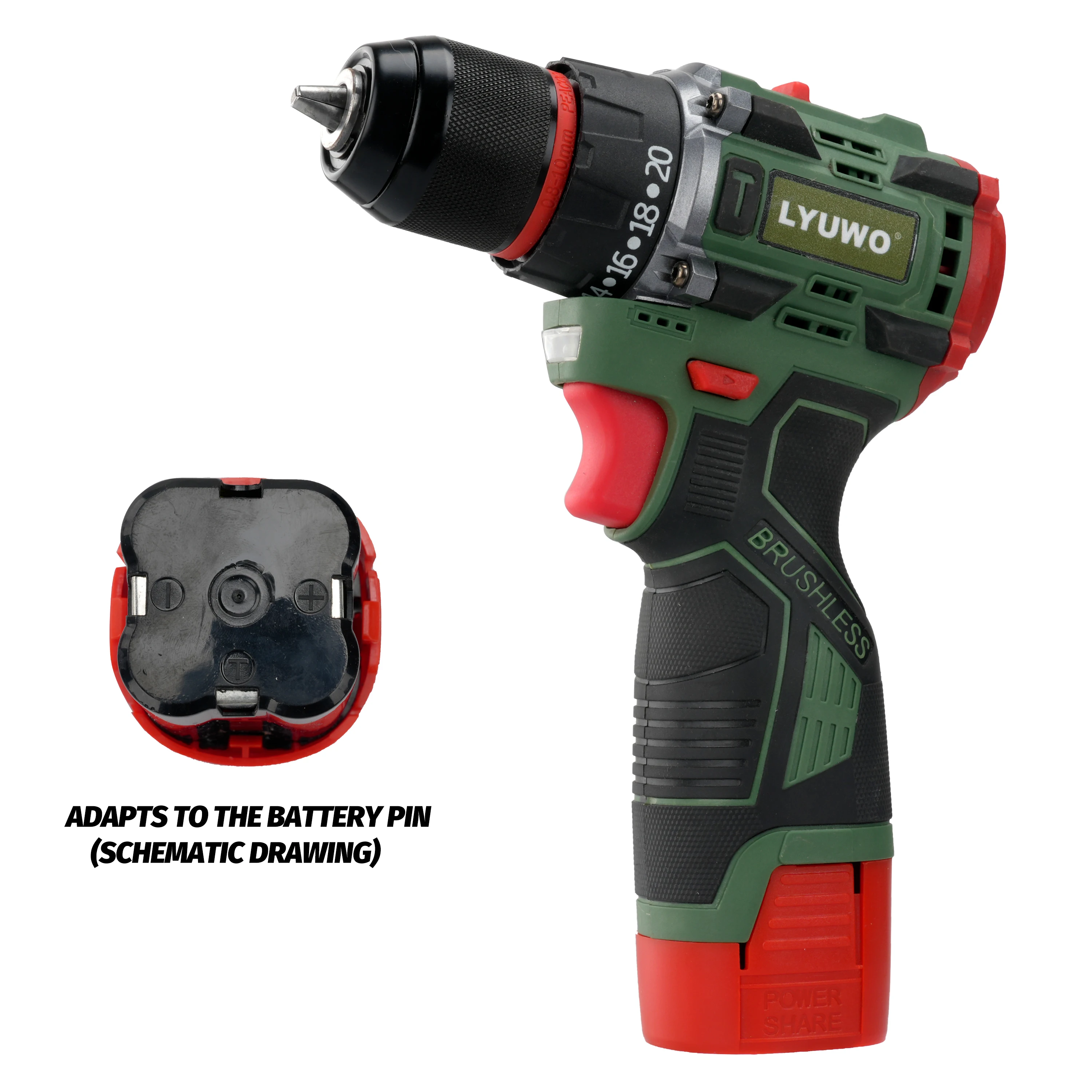 LYUWO Rechargeable Household Tool Multifunctional Brushless High Torque Hand Electric Screwdriver Lithium Electric Impact Drill