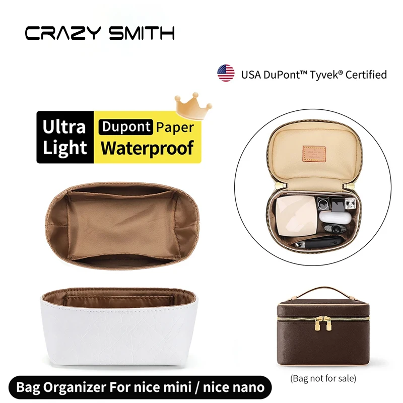 

CRAZYSMITH Bag Organizer Insert for LV nice nano nice mini Handbag Makeup Storage Waterproof Inner Bag Crossbody Accessories