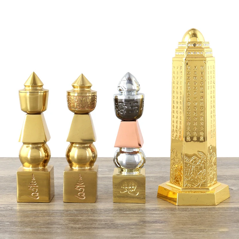 Buddhist Feng Shui Brass Five Element Pagoda-amulet Can Be Equipped With Tibetan Treasures Pagoda Heaven And Earth