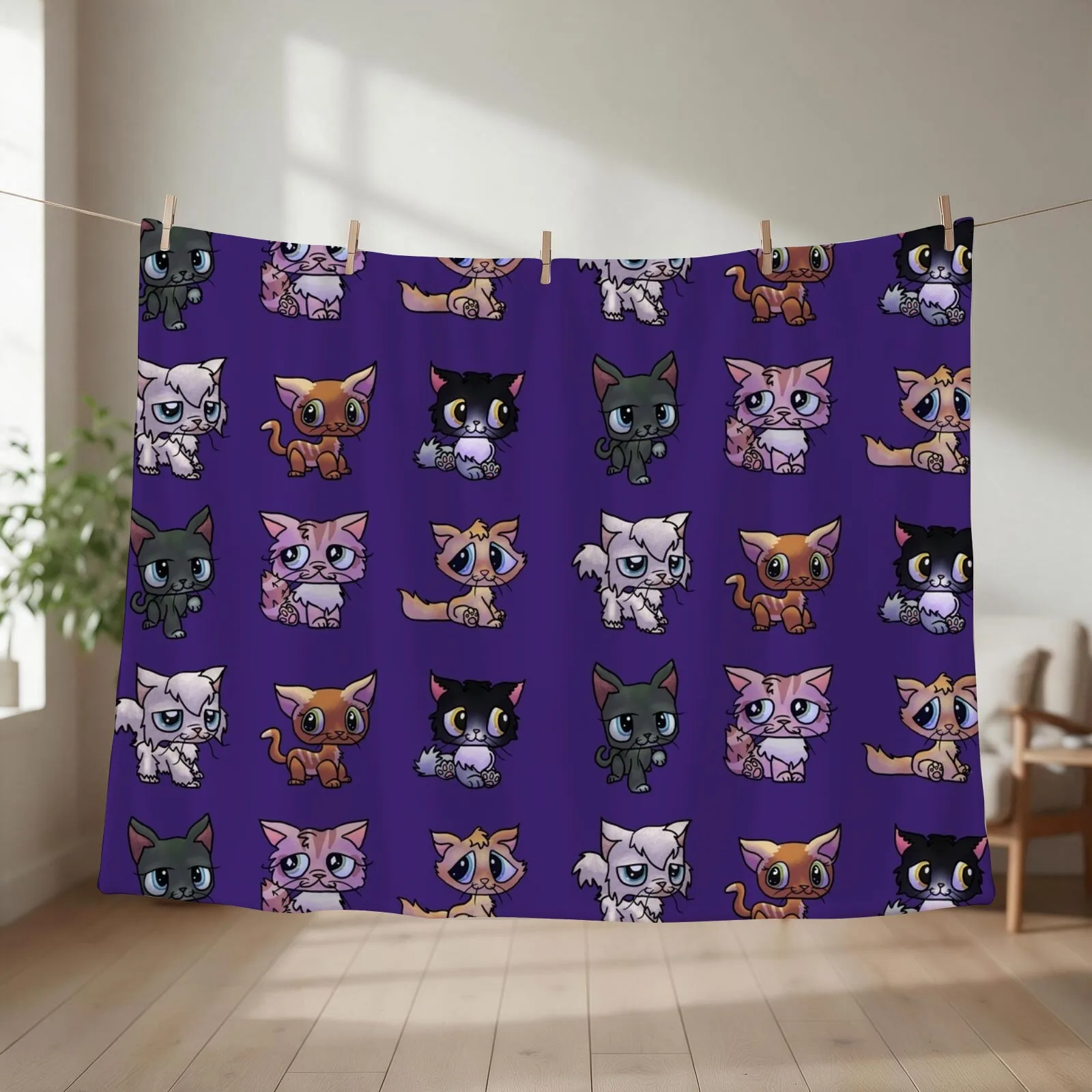 Littlest Pet Shop Cats Throw Blanket Plush Baby Bed linens Hair Blankets