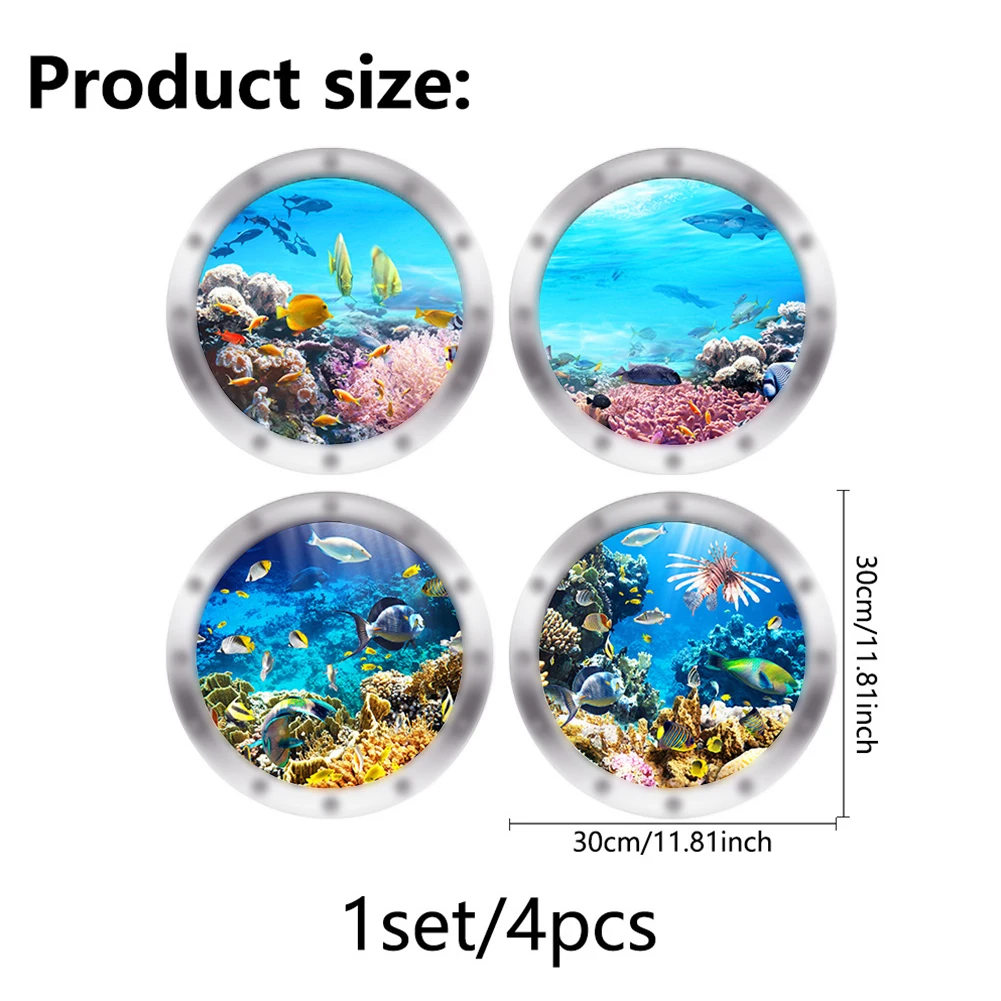 Bedroom Decor 3D Underwater World Stickers Easy To Apply And Remove Realistic Marine Life Childlike And Innocent Design