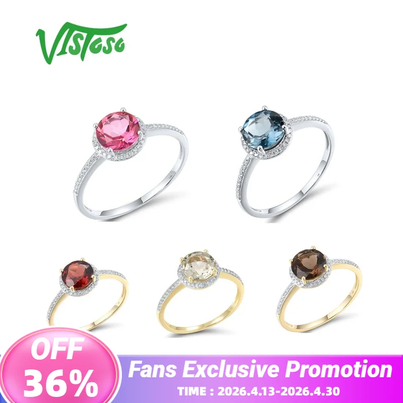 

Женское кольцо с бриллиантами VISTOSO, желтое золото 14 к 585 пробы, со сверкающими бриллиантами, бриллиантами, Классические свадебные ювелирные украшения из драгоценных камней