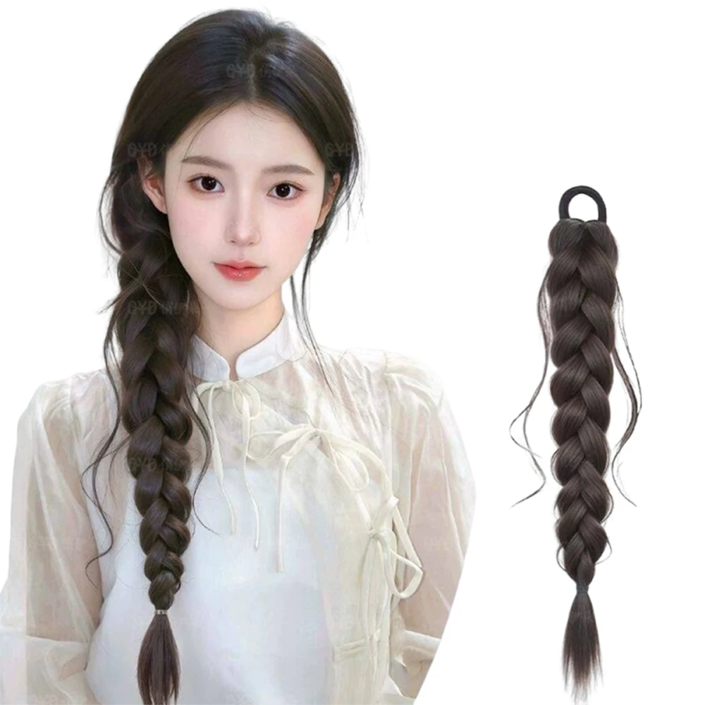 18 Inch Lazy Side Fishtail Braid Ponytail Synthetic Hair Heat Resistant Natural Hair Accessories for Women Daily Party Styling view 5