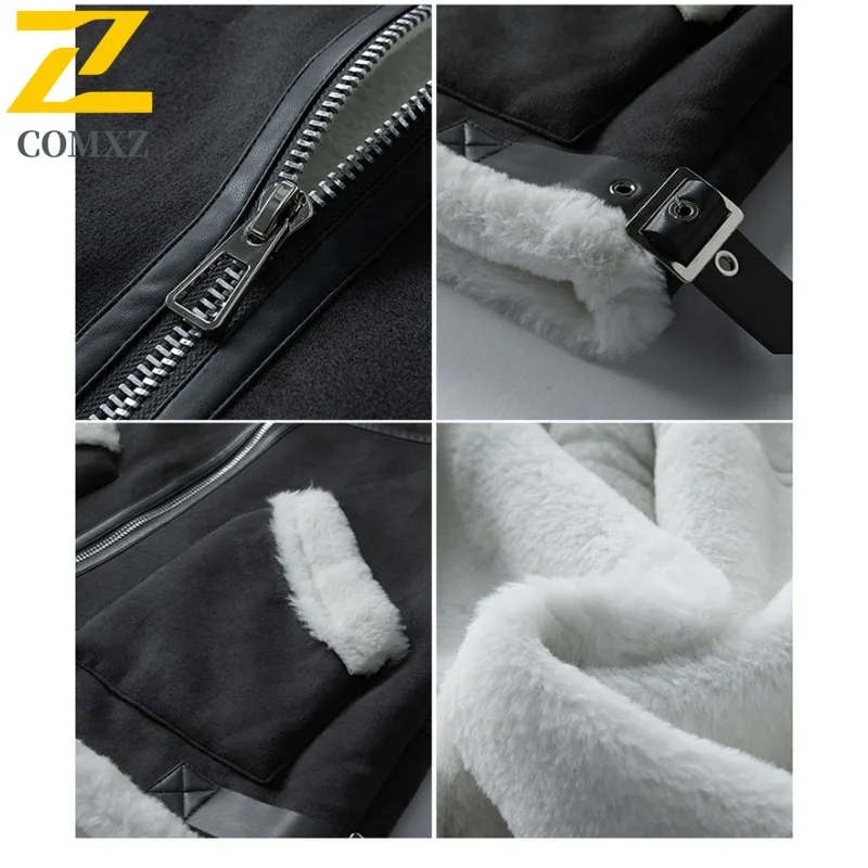 COMXZ الرجال الخريف سترة جلدية جديدة سميكة في الهواء الطلق مغامرة الرياح مقاومة معطف جلد دافئ الشارع الحضرية معطف خفيف الوزن