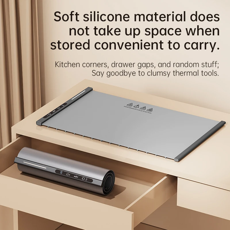 

Foldable household multi-functional electric silicone warm tray tray flexible dining table mat food tray essential