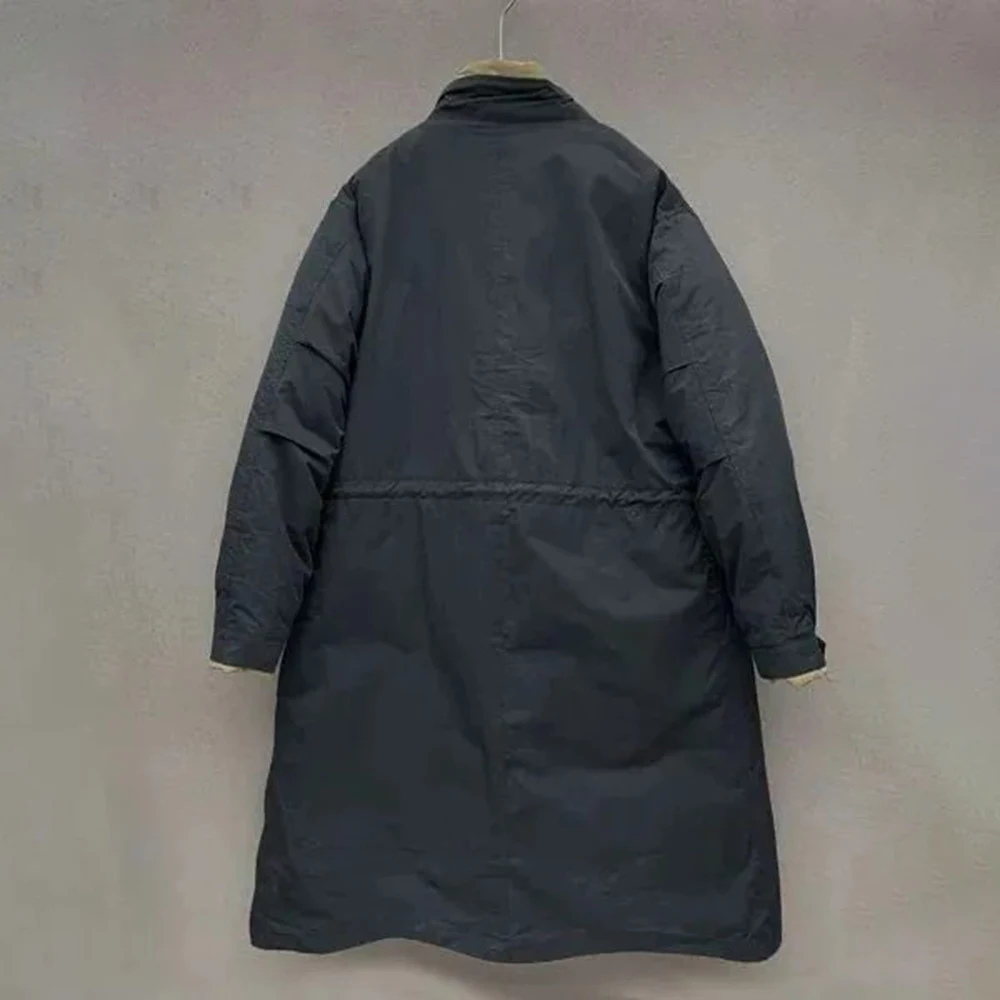 Autumn And Winter New Thick Retro Fake Two-Piece Stand-Up Collar Medium-Long Cotton Jacket Mens Versatile Casual Loose Y2k Coat