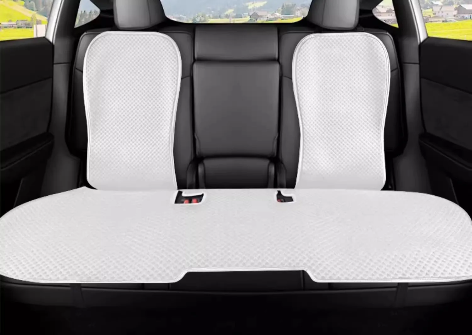Auto-Eisseide-Sitzkissenbezug für Tesla Model 3 / Y Juniper 2019-2026 Atmungsaktives Komfortables Sitzpolster Auto-Innenausstattung – Detail 12