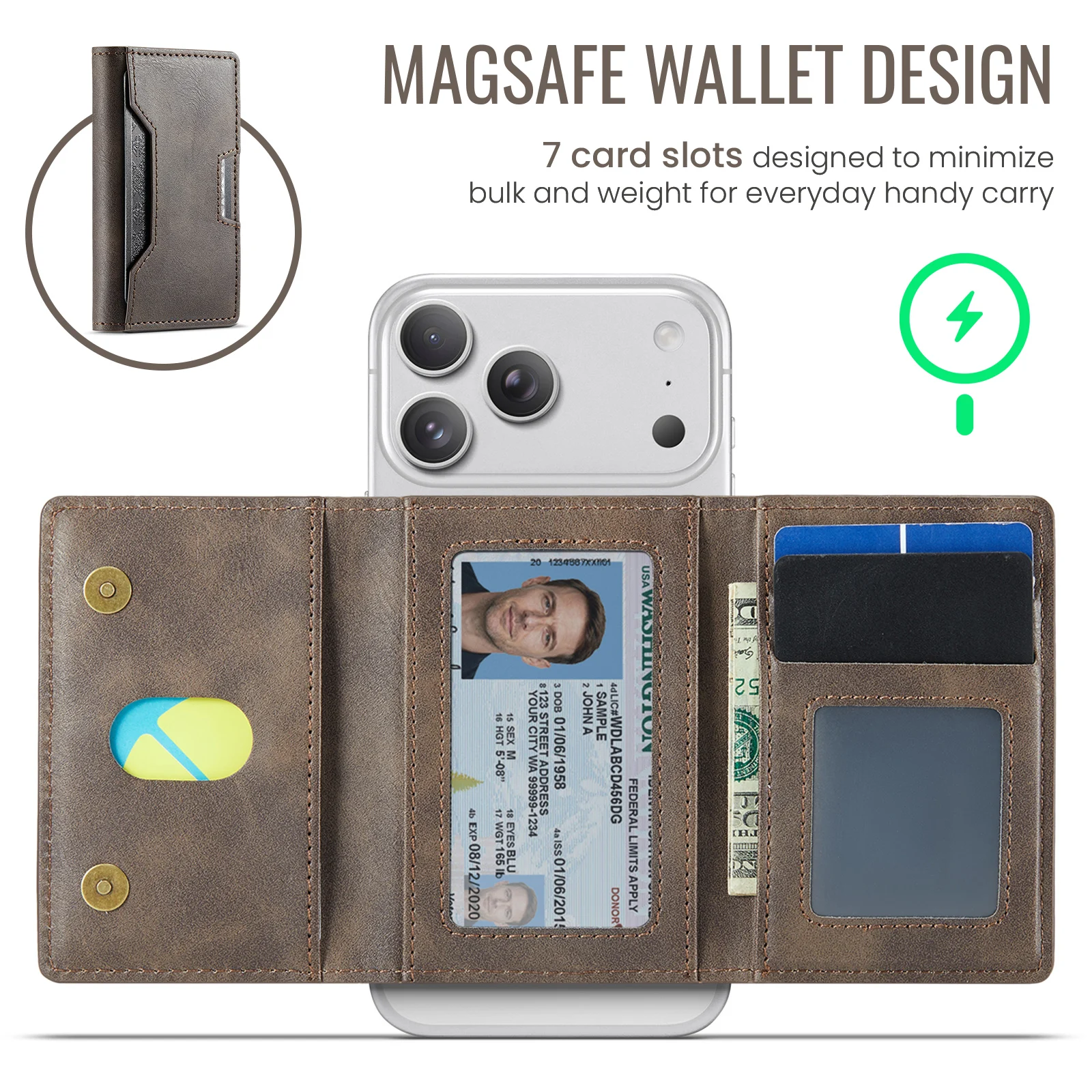 Multi-Slot MagSafe Geldbörse mit RFID-Blockierung und Magnetischem Kartenhalter für Smartphones – Detail 33
