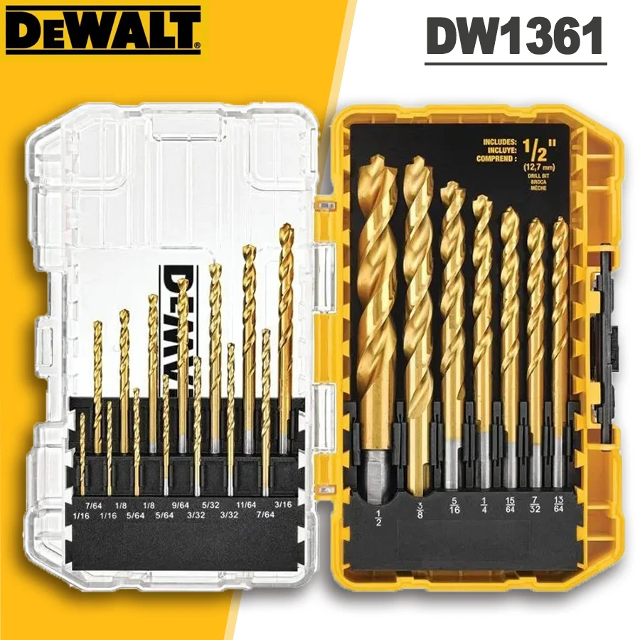 

DEWALT DW1361 Титановый набор сверл с пилотными точками, 21 шт., электрические сверла, деревообрабатывающая спиральная дрель, аксессуары для электроинструментов